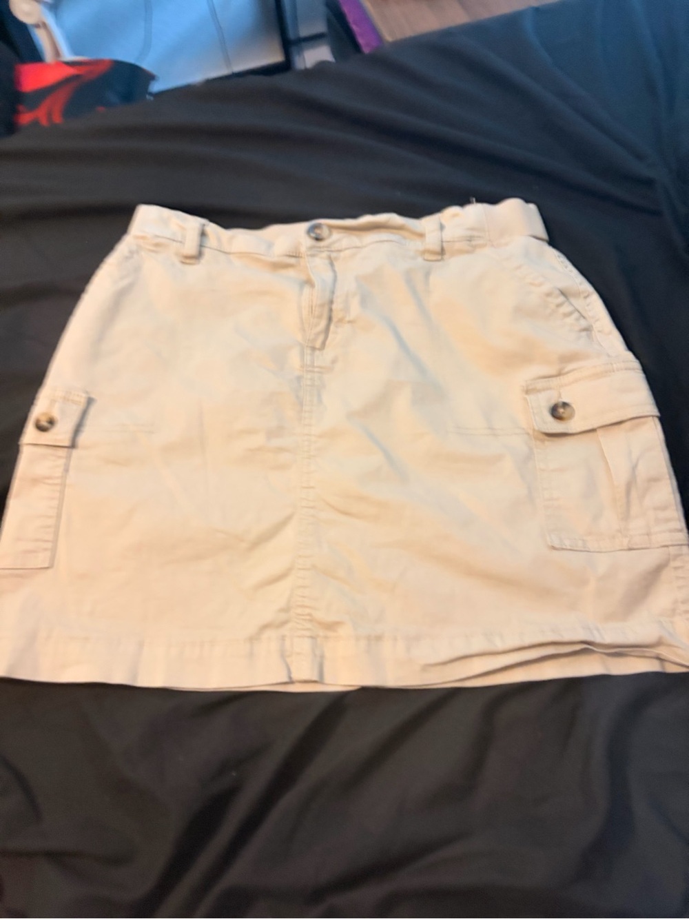 Women's Cargo Mini Skirt in Cream with built-in shorts